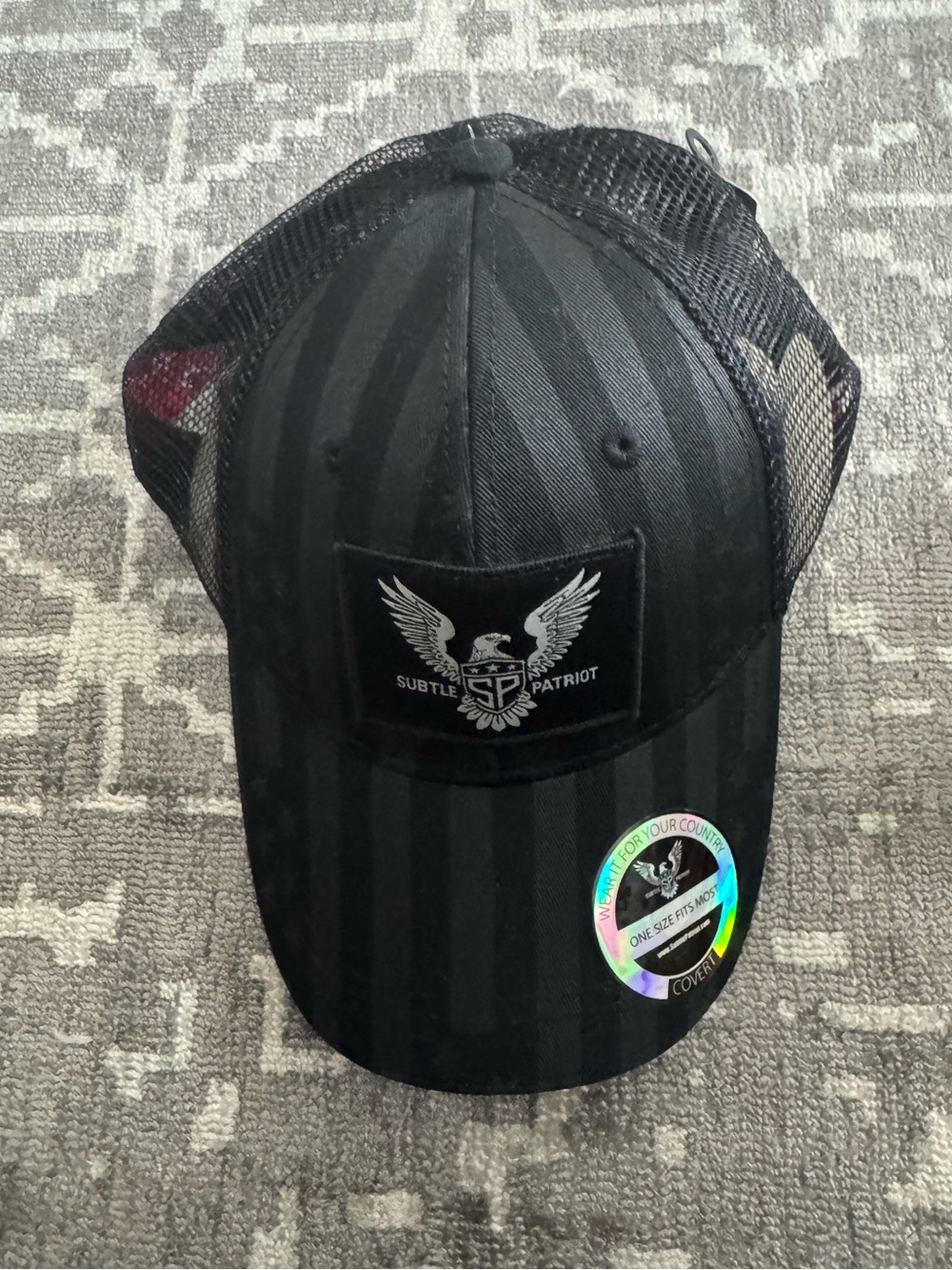 Subtle Patriot Covert ’21 Black Trucker Hat Snapback Eagle Logo NWT